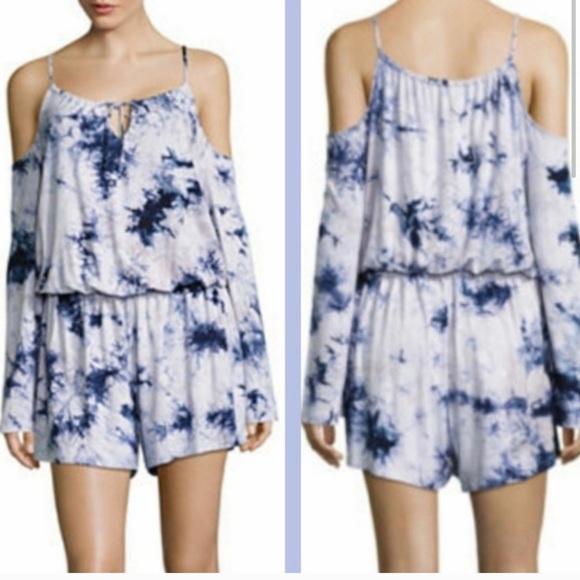 belle sky Pants - Belle Sky cold shoulder long sleeve tie-dye romper